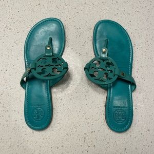 Tory Burch Miller Blue Leather Sandals Flip Flops Size 10
